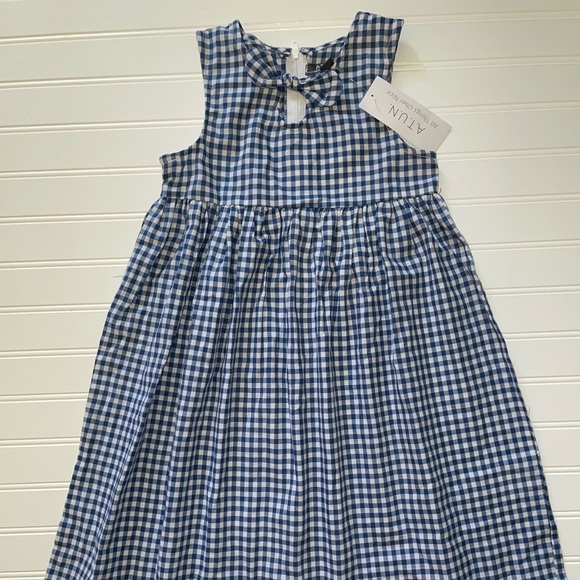 ATUN Blue and White Pleated Sundress Sleeveless Casual - Picture 1 of 8